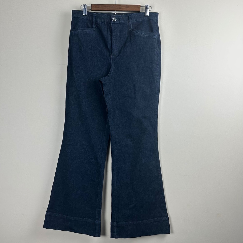 WynneDenim Jeans Womens 12 Dark Wash High Rise Wide Leg Flare Stretch
